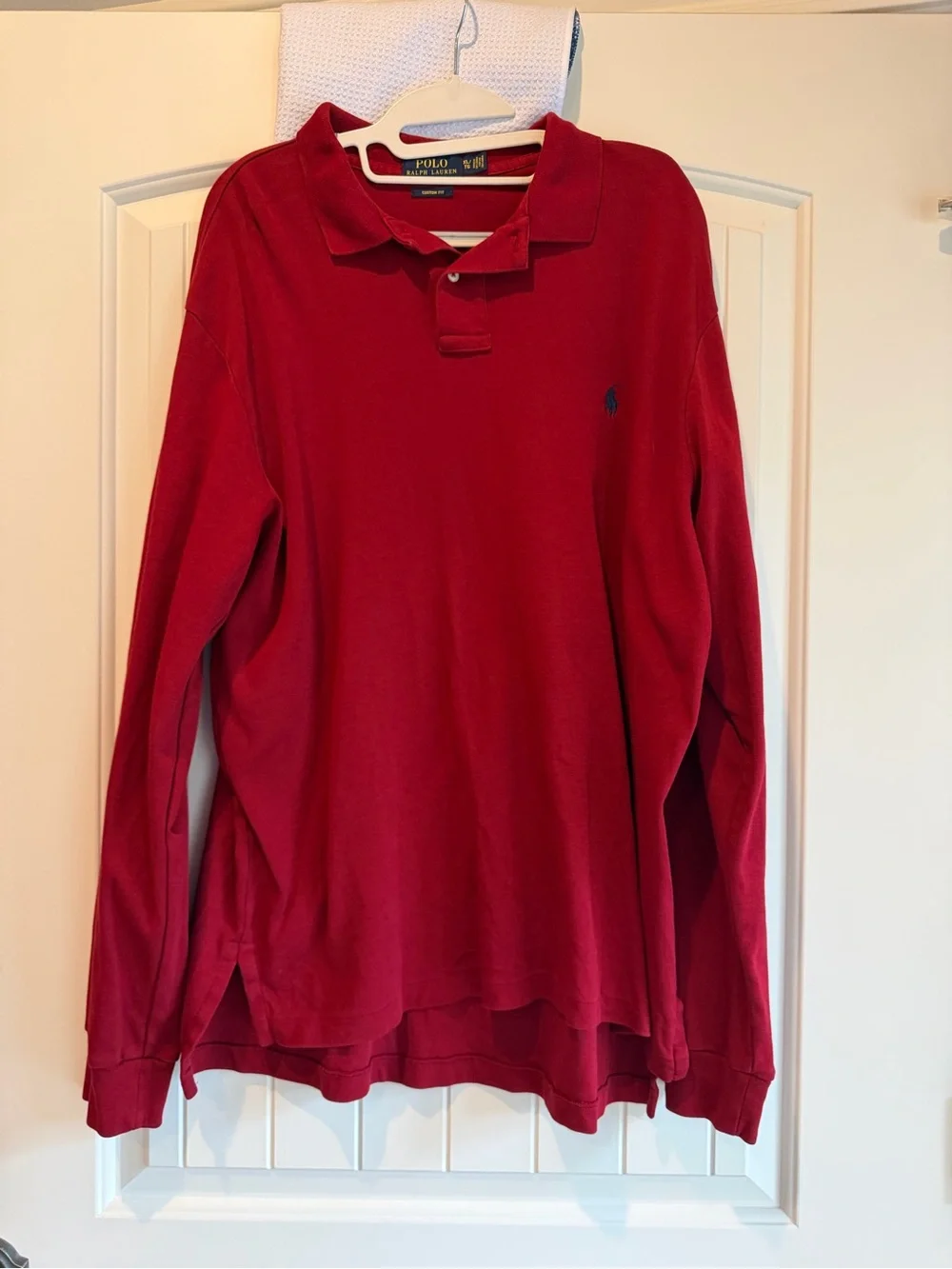 Polo Ralph Lauren Men’s Long Sleeve Polo Shirt Red Custom Fit XL 100% Cotton